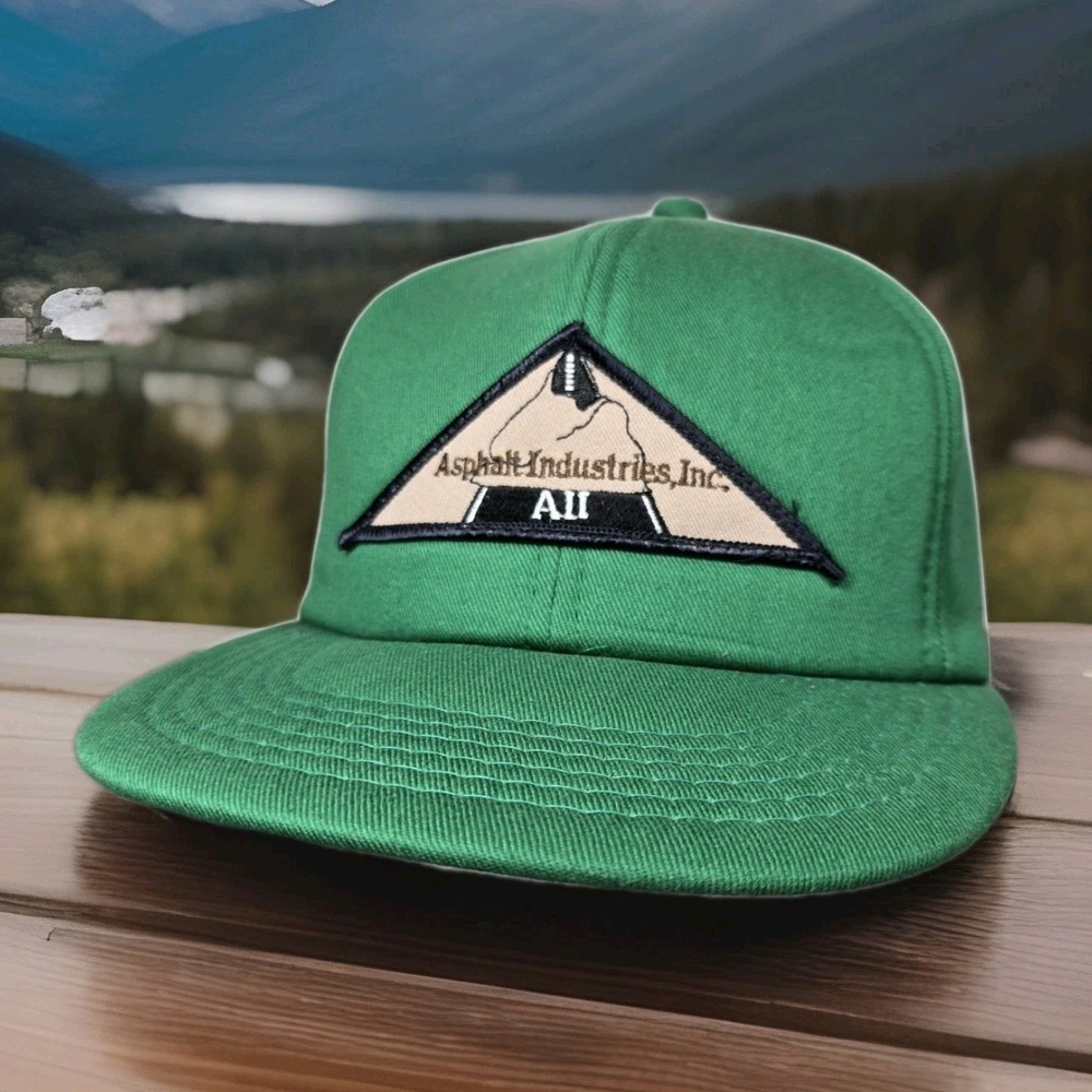 Vintage Foam Cap Mens Green Snapback‎ Cardinal Cap Asphalt Industries Patch